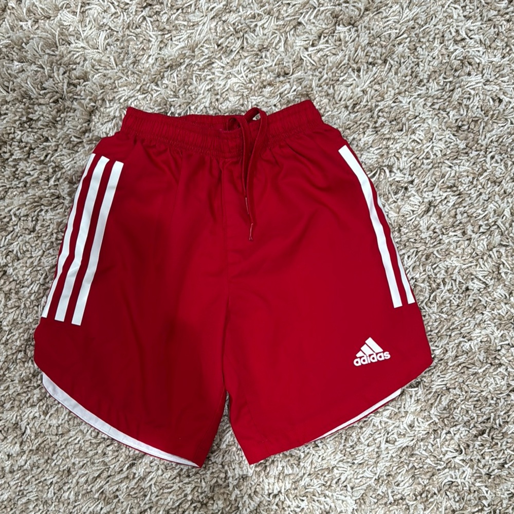 Youth Adidas Aeroready red soccer shorts